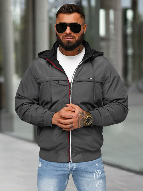 Pánska Obojstranná Bunda Sivé OZONEE JS/16M9207/92