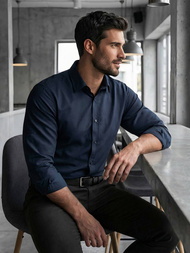 Pánska Košeľa Námornícka Modré OZONEE V/V188Z