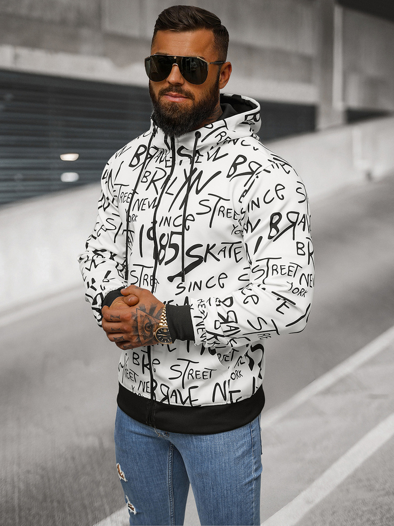 Pánska Mikina Biela OZONEE JS/8B1175/1