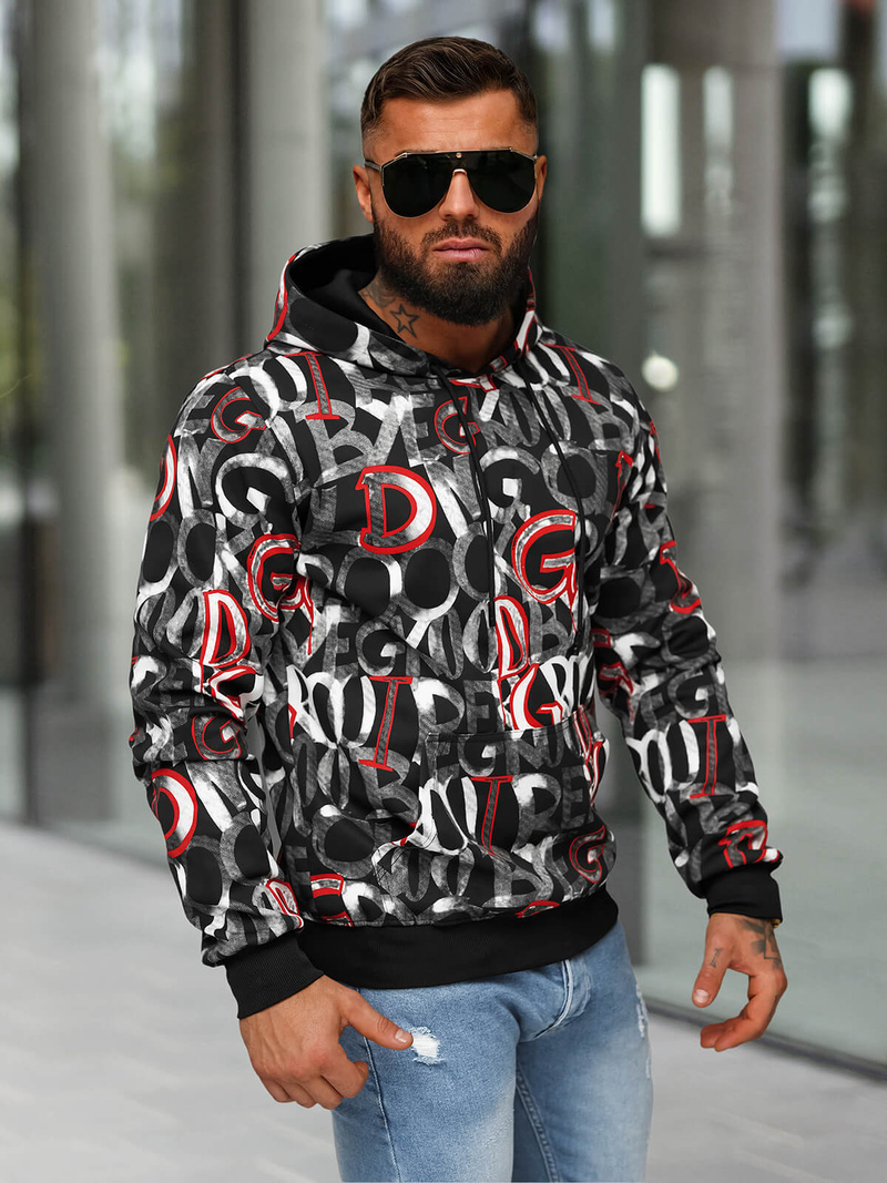 Pánska Mikina Čierna OZONEE JS/8B1237/3