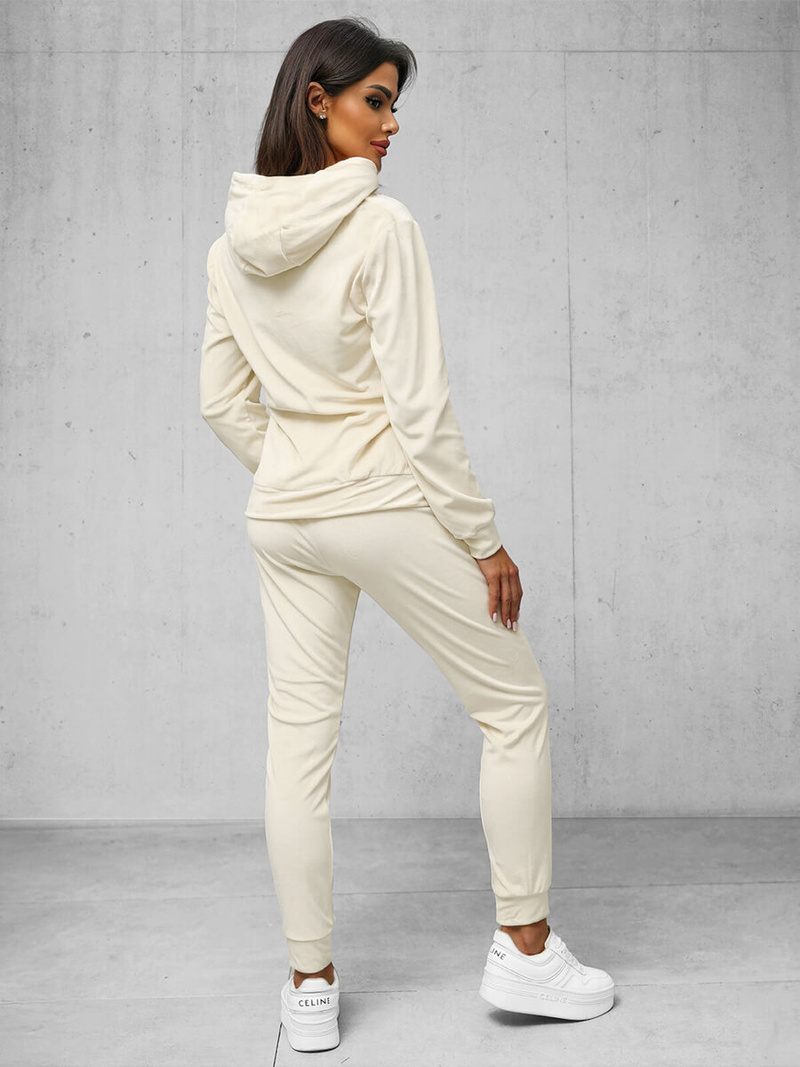 Dámska Velúrová Tepláková Súprava Ecru OZONEE O/8C1175/155Z