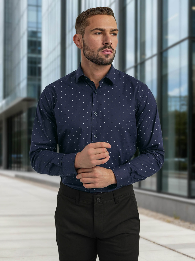 Pánska Košeľa Námornícka Modré OZONEE V/V181