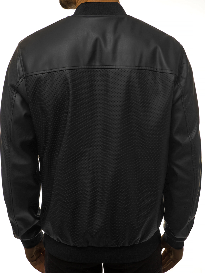 Pánska koženková bunda Čierna OZONEE N/6121