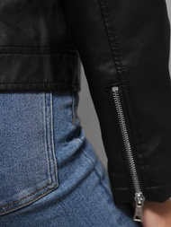 Dámska Kožená Bunda Čierna OZONEE JS/11Z8060