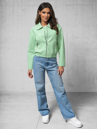 Dámska Kožená Bunda Mentolová OZONEE O/G116