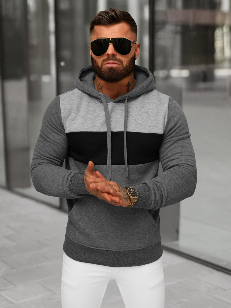 Pánska Mikina Grafitová OZONEE JS/8B1312/5