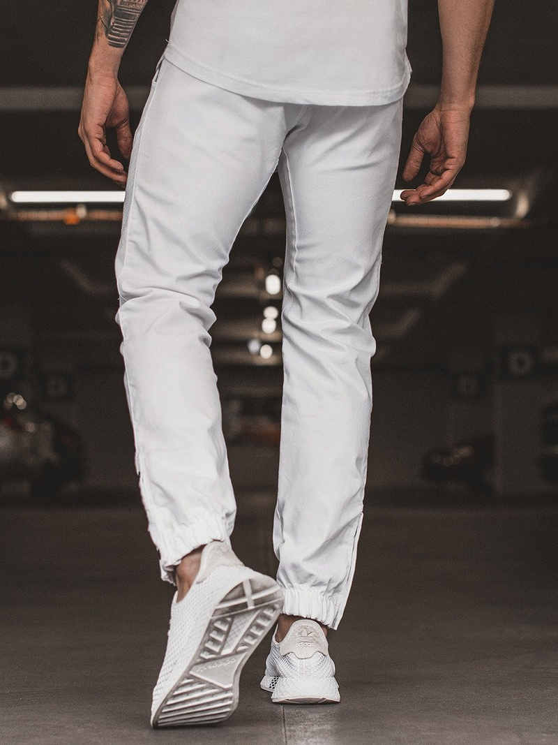 Pánske chino jogger nohavice Biele OZONEE A/0952