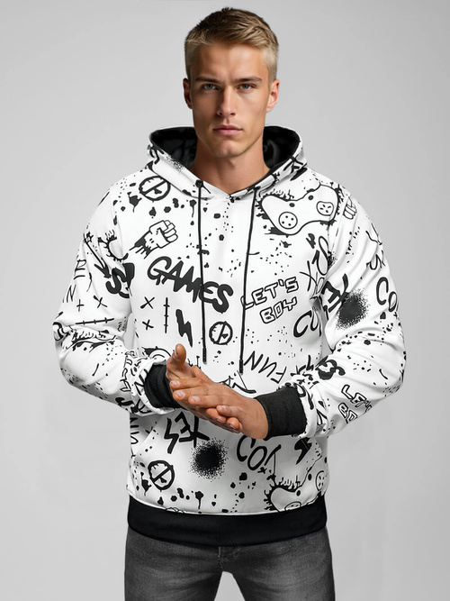 Pánska Mikina Biela OZONEE JS/8B1227/1Z