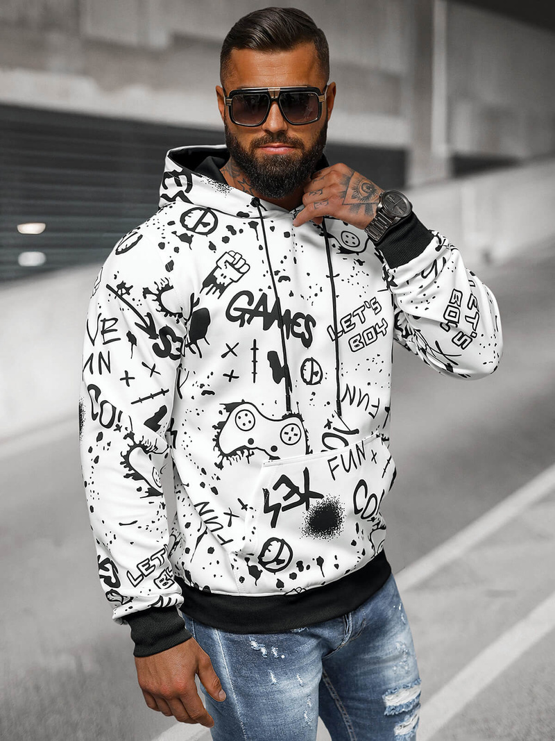 Pánska Mikina Biela OZONEE JS/8B1227/1