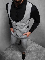 Pánsky komplet - Vesta a chino nohavice, Sivý OZONEE DJ/5553