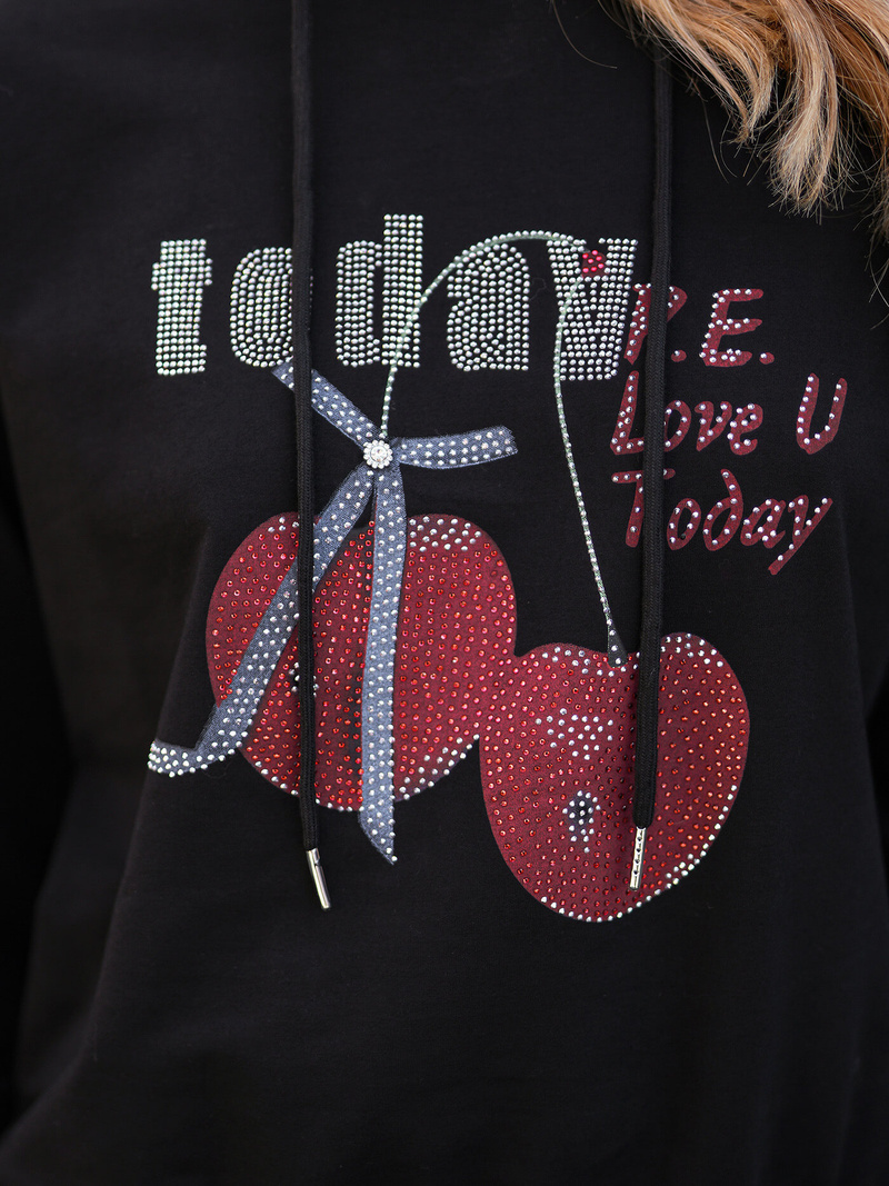 Dámska mikina s kapucňou čierna OZONEE JS/8B856/3