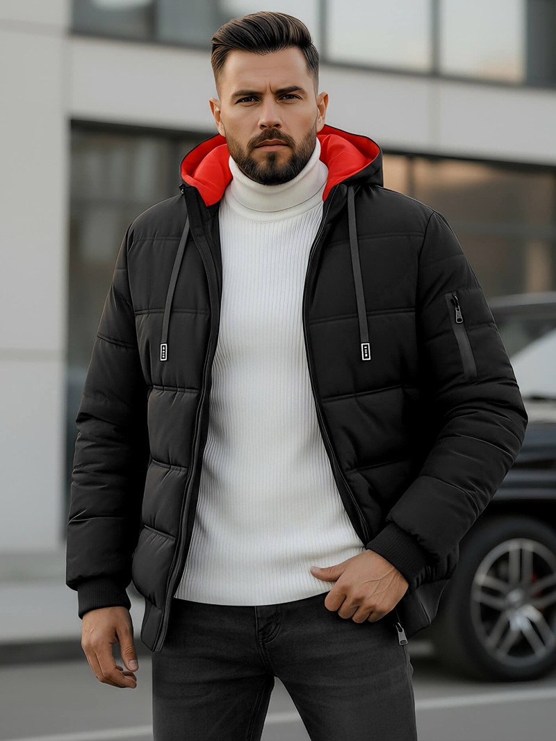 Pánska Bunda Čierna OZONEE JS/31M5003Z