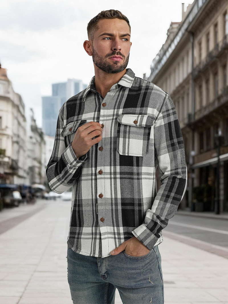 Pánska košeľa čiernobiela OZONEE NB/MC728N/3