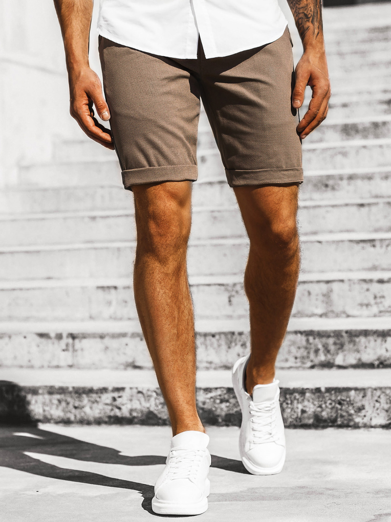 Pánske chino kraťasy hnedé OZONEE DJ/1006