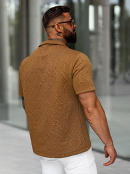 Pánska Košeľa s Krátkym Rukávom Hnedá OZONEE O/B2256