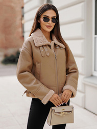 Dámska Kožená Bunda Béžová OZONEE JS/11Z8176