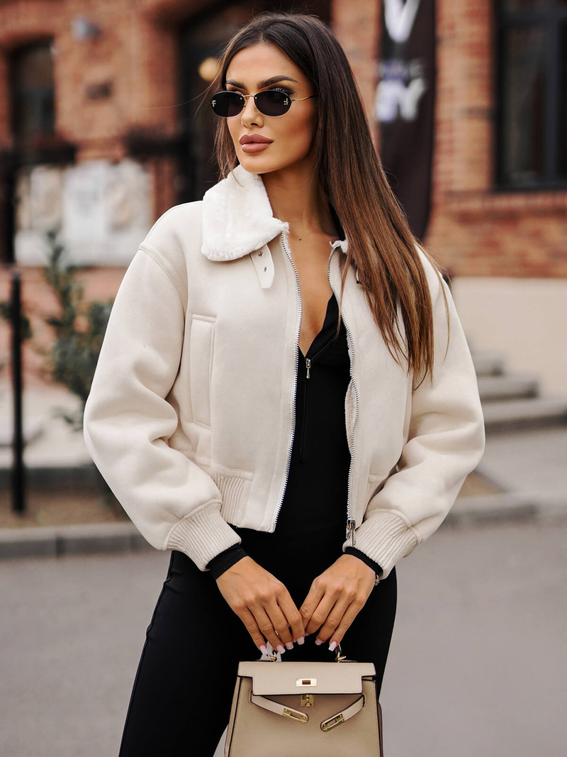 Dámska bunda ecru OZONEE O/81326