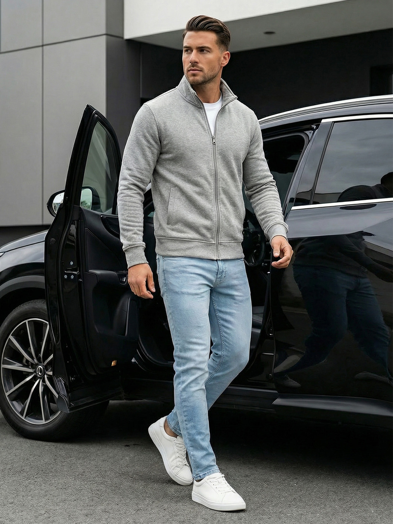 Pánska Mikina Sivá OZONEE JS/2002Z