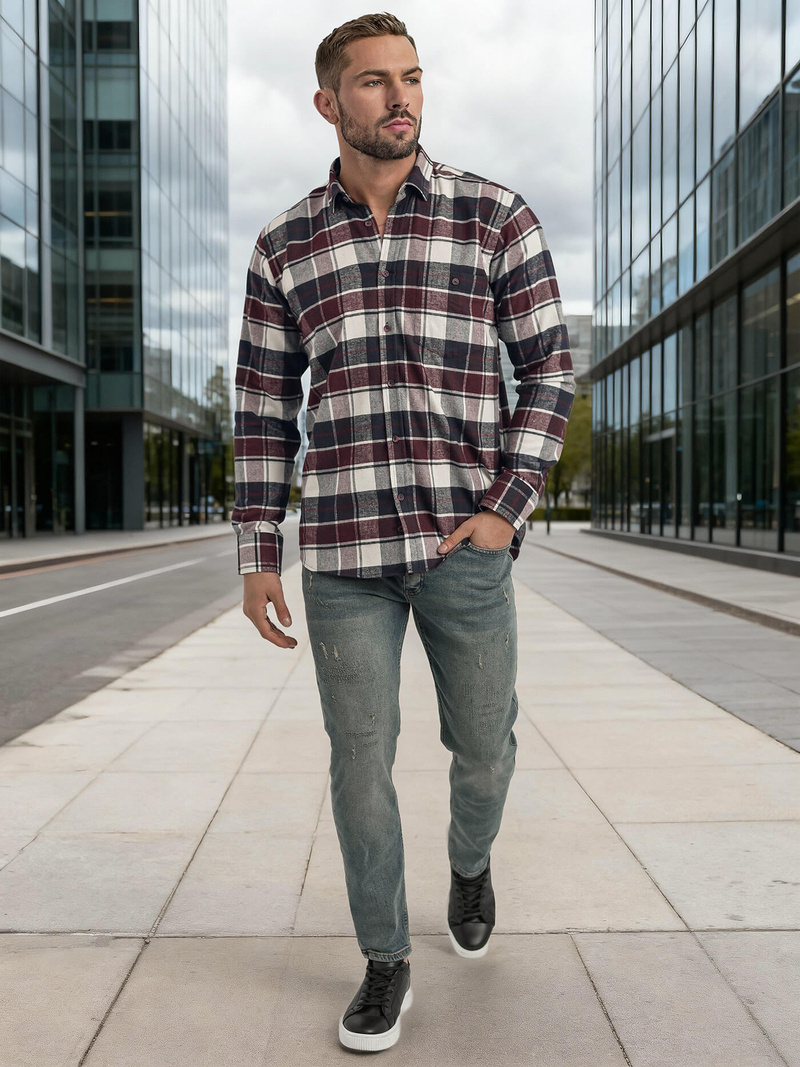 Pánska Košeľa Bordová OZONEE V/V174