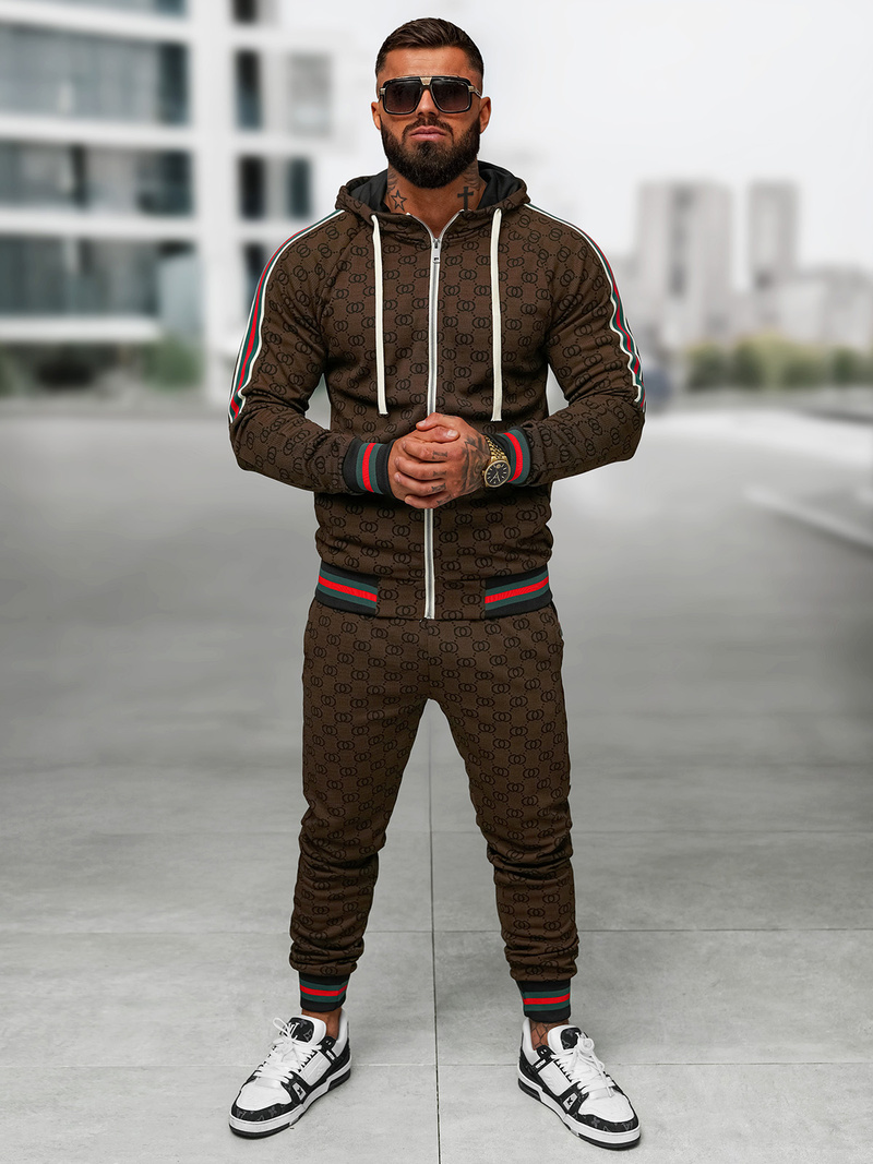 Pánska tepláková súprava tmavo-béžová OZONEE O/FF5111AB