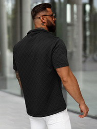 Pánska Košeľa s Krátkym Rukávom Čierna OZONEE O/B2257