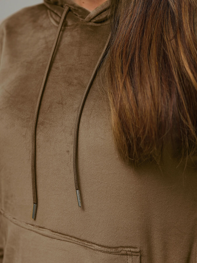 Dámska Velúrová Tepláková Súprava Svetlo Hnedý OZONEE O/8C1175/162Z