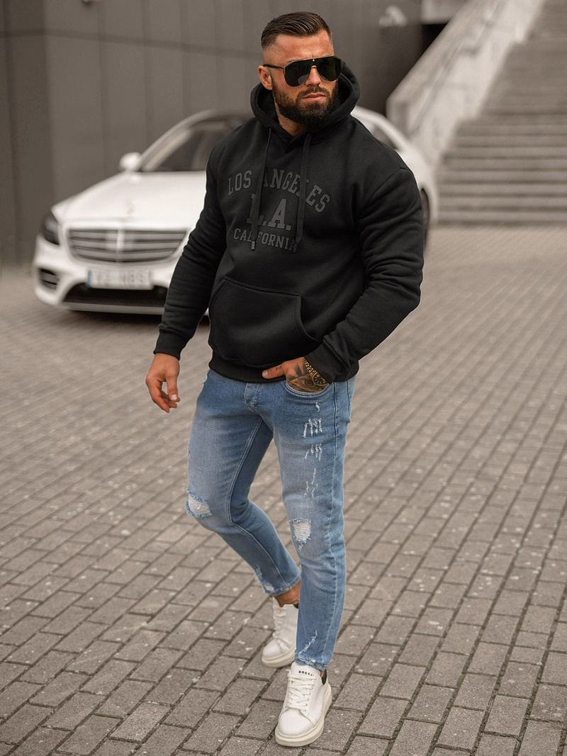 Pánska Mikina Čierna OZONEE JS/8B1356/3