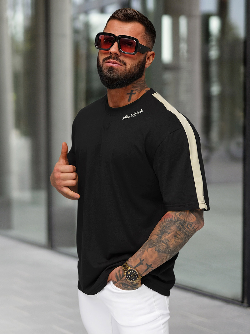 Pánske Tričko Čierne OZONEE O/QQ1195