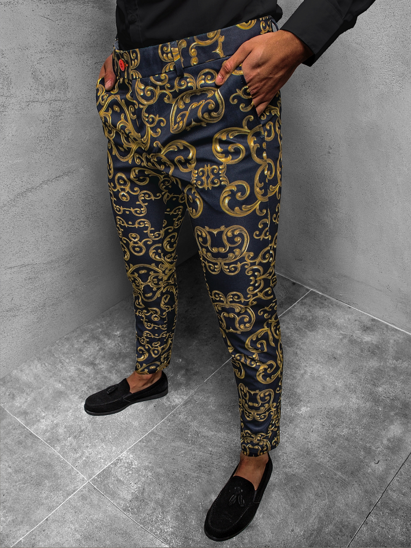 Pánske chino nohavice Námornícke Modré OZONEE DJ/5595