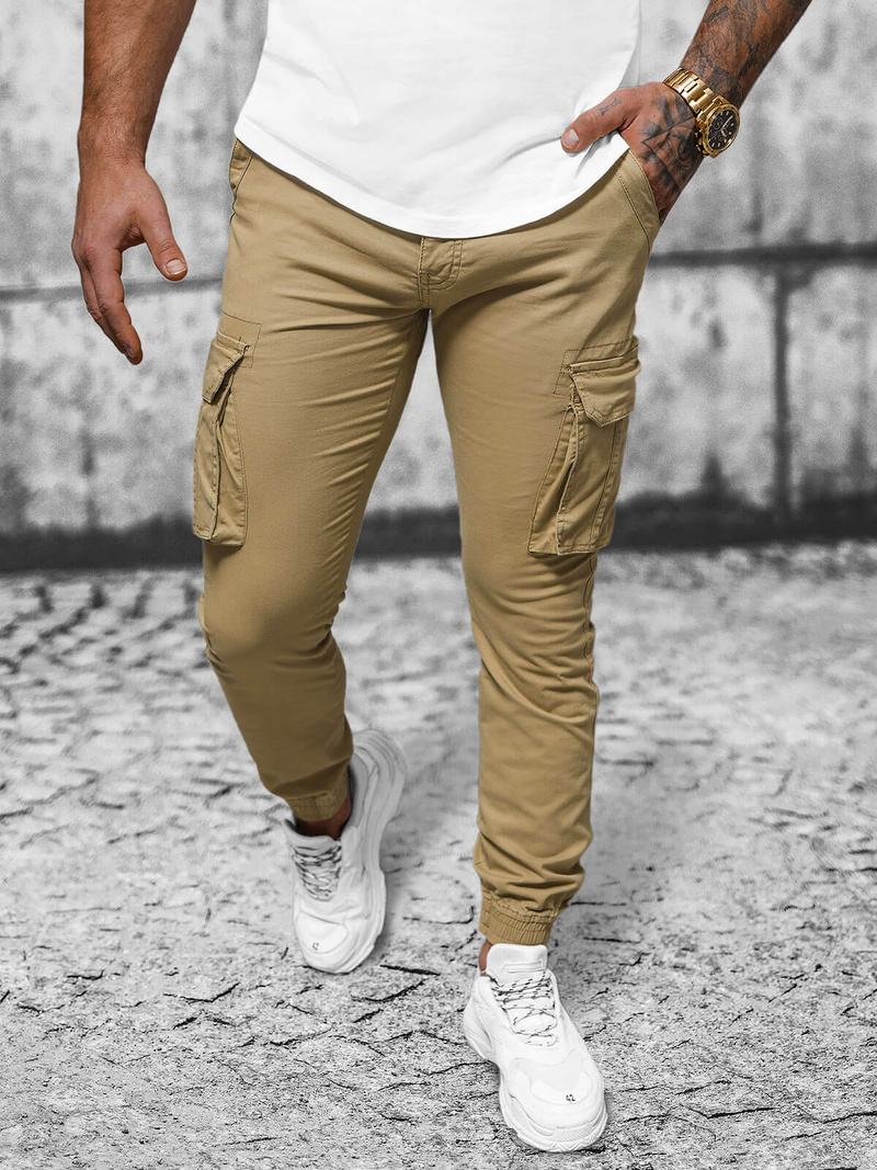 Pánske Chino Jogger Nohavice Béžové OZONEE NB/MP0202K