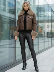 Dámska Kožená Bunda Čokoláda OZONEE JS/61M8513/158