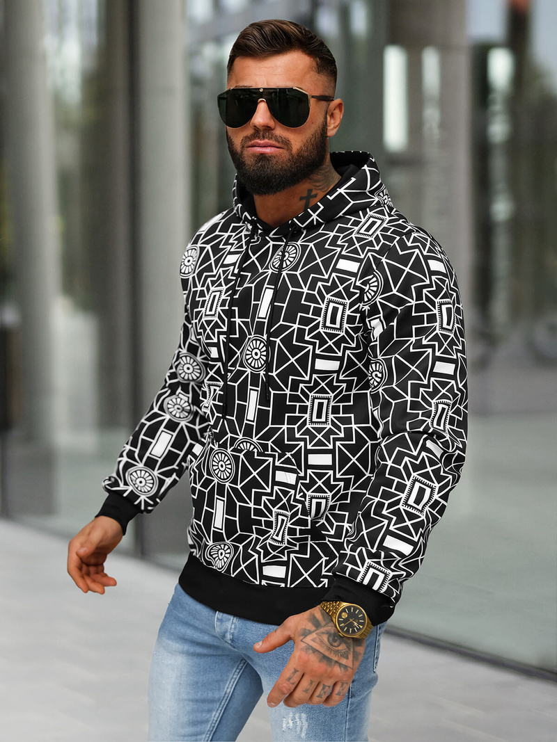 Pánska Mikina Čierna OZONEE JS/8B1236/3