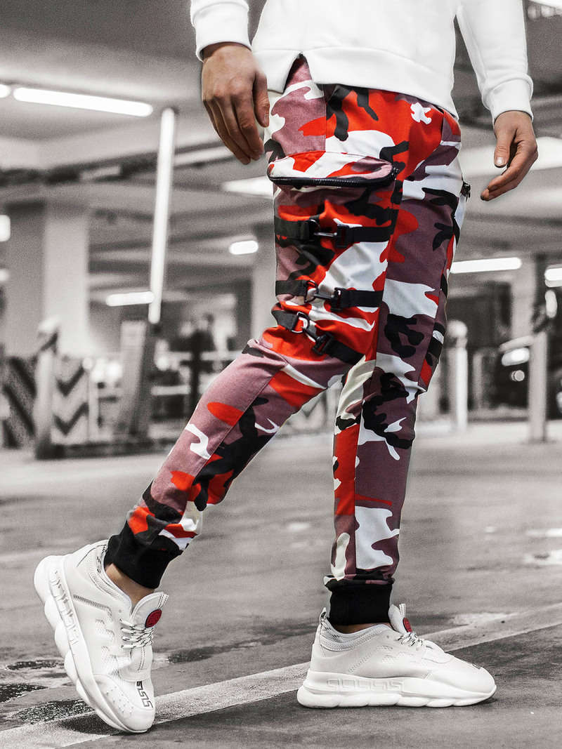 Pánske jogger nohavice vínovo-béžové OZONEE G/11132