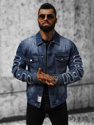 Pánska Riflová Bunda Tmavomodrá OZONEE NB/MJ523BS