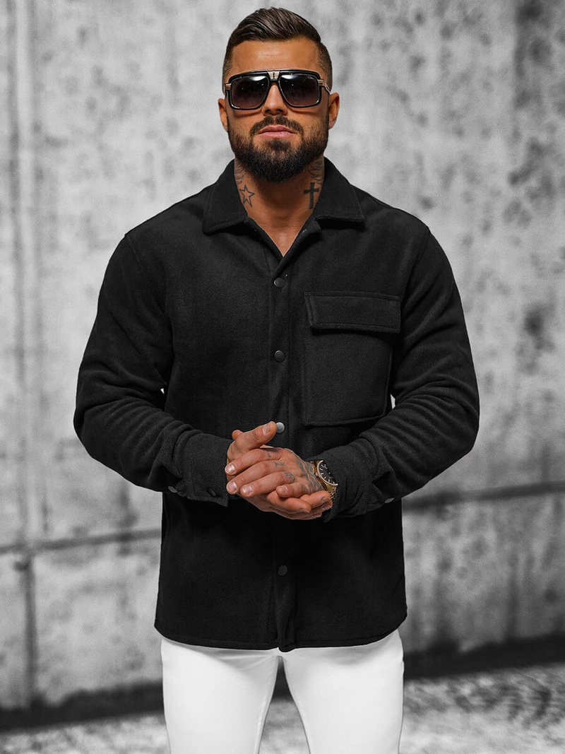 Pánska Košeľa Čierna OZONEE O/GOM23040