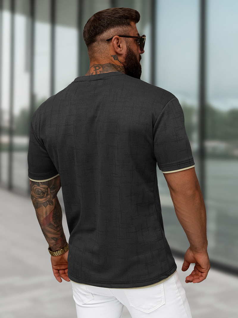 Pánske Tričko Čierne OZONEE O/QQ1535