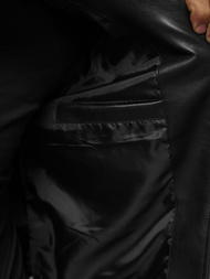 Pánska Koženková Bunda Čierna OZONEE JS/11Z8015