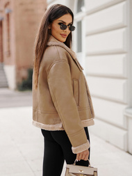 Dámska Kožená Bunda Béžová OZONEE JS/11Z8176