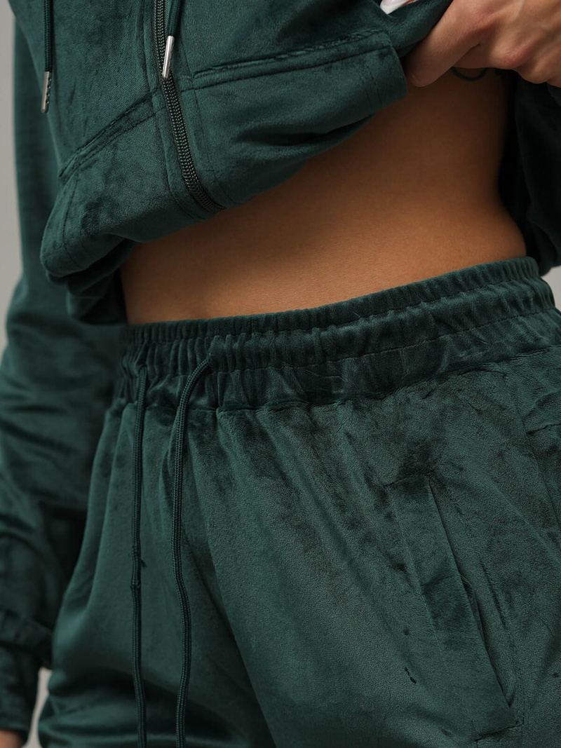 Dámska Velúrová Tepláková Súprava Tmavo-Zelená OZONEE JS/8C1176/9Z