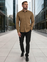 Pánska Košeľa Hnedá OZONEE V/V187