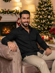 Pánska Košeľa Čierna OZONEE O/V125Z