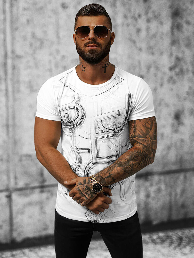 Pánske Tričko Biele OZONEE O/T132/1Z