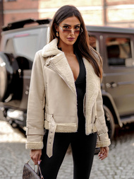 Dámska Kožená Bunda Béžová OZONEE JS/11Z8177