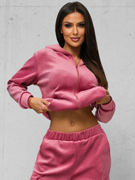 Dámska Velúrová Tepláková Súprava Tmavo Ružová OZONEE JS/35C1613/19