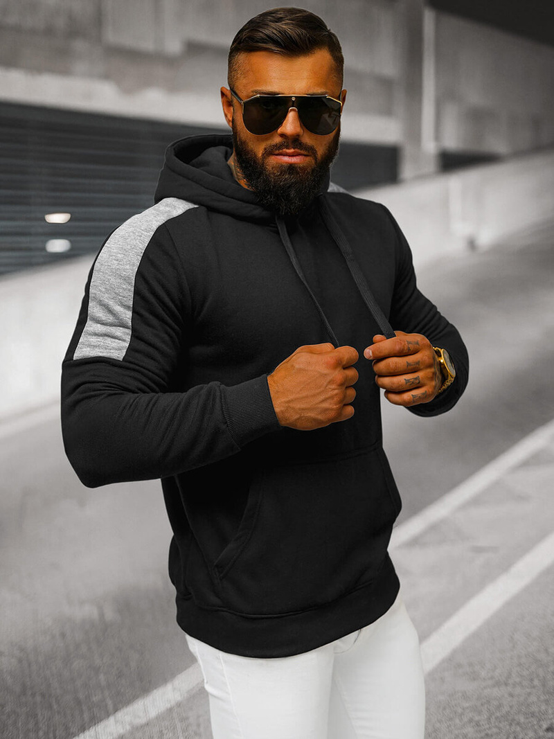 Pánska Mikina Čierna OZONEE JS/8B1311/3