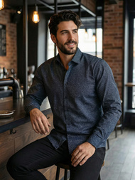 Pánska Košeľa Námornícka Modré OZONEE V/V186Z