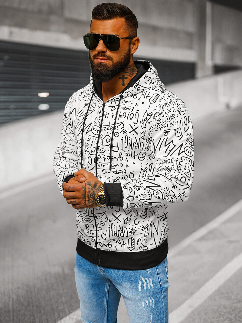 Pánska Mikina Biela OZONEE JS/8B1182/1