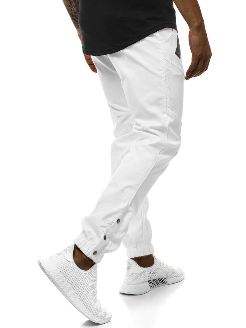 Pánske chino jogger nohavice Biele OZONEE A/0952