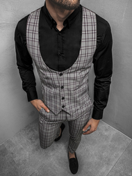 Pánsky komplet - Vesta a chino nohavice, Sivý OZONEE DJ/5557