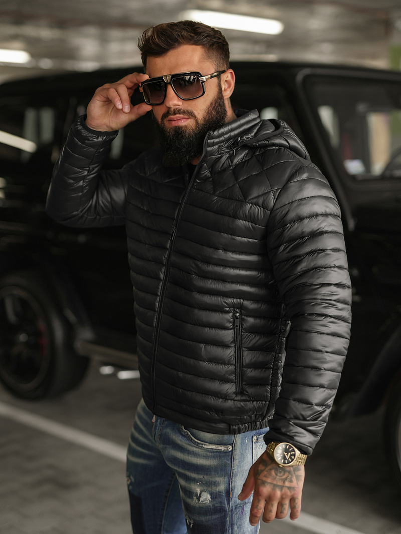 Pánska Bunda Čierna OZONEE JS/16M9328/392BZ